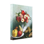 Fantin-Latour - stilleben med blommor och frukt Sträckta Canvas Tryck