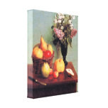 Fantin-Latour - stilleben med blommor och frukter Sträckt Kanvastryck
