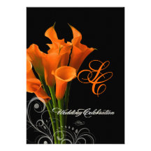 Färg för bakgrund för PixDezines orange calla lily Personliga Inbjudan