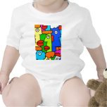 Färgglada tecknadansikten med fet röd läppar tee shirt