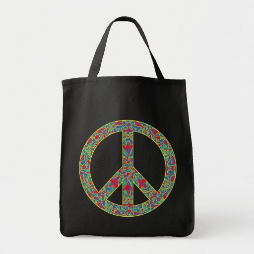 Färgrik fredstecken tote bag