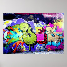 Färgrik grafittikonst affischer