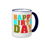 Färgrik grattis på födelsedagen för 4 färg kaffe mugg