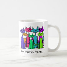Färgrik kattkaffemugg