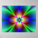 Färgrik neondaisy posters