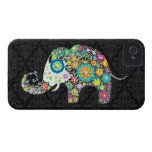 Färgrik Retro blommaelefantdesign iPhone 4 Case-Mate Cases