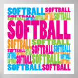 Färgrik softball posters