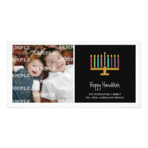 Färgrik svart menora Hanukkah Fotokort Mall
