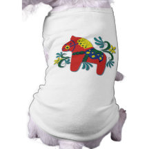 Färgrik svensk Dala häst Hund T-shirt