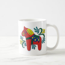 Färgrik svensk Dala häst Kaffe Kopp