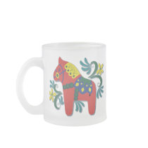 Färgrik svensk Dala häst Kaffe Koppar