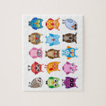 Färgrika gulliga ugglor jigsaw puzzle