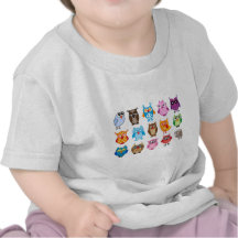 Färgrika gulliga ugglor tee