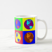 Färgrika jordklot kaffe kopp