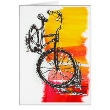 Färgrika konstnärliga cykeldesigner hälsningskort