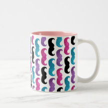 Färgrikt bling mustaschmönster (Fauxglitter) Kaffe Muggar