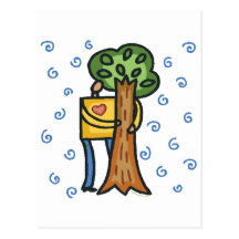 Färgrikt tree hugger vykort