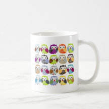 Färgrikt ugglamönster kaffe koppar