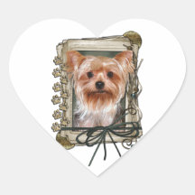 Fars dag - stentassar - Yorkshire Terrier Hjärtklistermärken