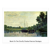 Fartyg på Oisen av Charles-Francois Daubigny Vykort