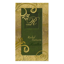 Fastighetvisitkort - elegantt guld & grönt
