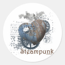 Fastnitad hjärta för Steampunk kärlek Runda Klistermärken