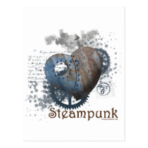 Fastnitad hjärta för Steampunk kärlek Vykort