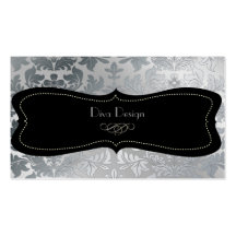 Fauxsilver barocka damastast /black visit kort