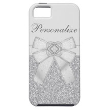 Fauxsilverglitter & fodral för diamantBling iPhone iPhone 5 Fodraler