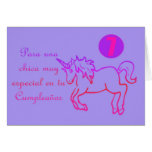 Feliz Cumpleaños spansk födelsedagunicorn 7 sju Hälsningskort