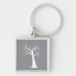 Fem blåttfåglar i ett träd Keychain Nyckelringar