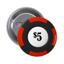 fem dollar pokerchip knapp med nål