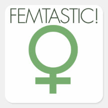 Femtastic kvinnligt symbol fyrkantiga klistermärken