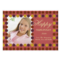 Festligt kort för Hanukkah fotohelgdag Personliga Tillkännagivande