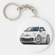 Fiat 500 Abarth vitbil Nyckelring