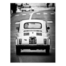 Fiat 500 i Rome, italien Vykort