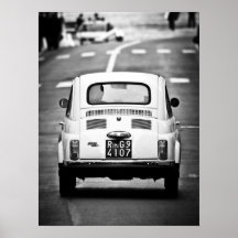 Fiat 500, vintagecinquecento, i Rome, italien Affisch