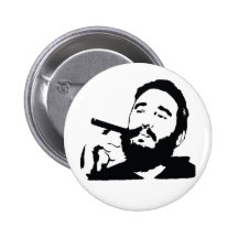 Fidel Castro med cigarrporträtt knäppas Knapp