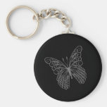 Filigree fjärilsnyckelring i svart