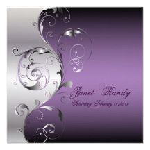 Filigree PixDezines+virvlar runt/silver+lavendel Personliga Inbjudan