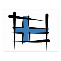 Finland borstar flagga vykort