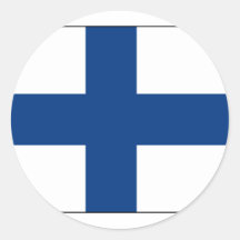 Finland med gränsen, Finland flagga Rund Klistermärke