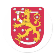 Finland vapensköld rund klistermärke