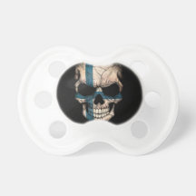 Finnish Flag Skull on Black Baby Pacifiers