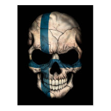Finnish Flag Skull on Black Post Cards