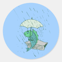 Fisch Regen fish rain Runder Sticker