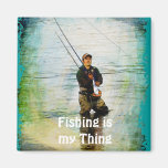 Fisherman & Rod Fishing Outdoors Design Refrigerator Magnets