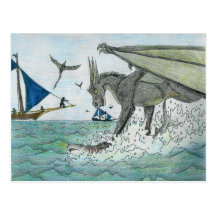 Fiske Drakoon Vykort