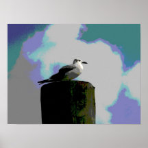 Fiskmåssitta på en posterized skeppsdocka fotograf affischer