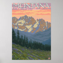 Fjädra FlowersMontanaVintage reser affischen